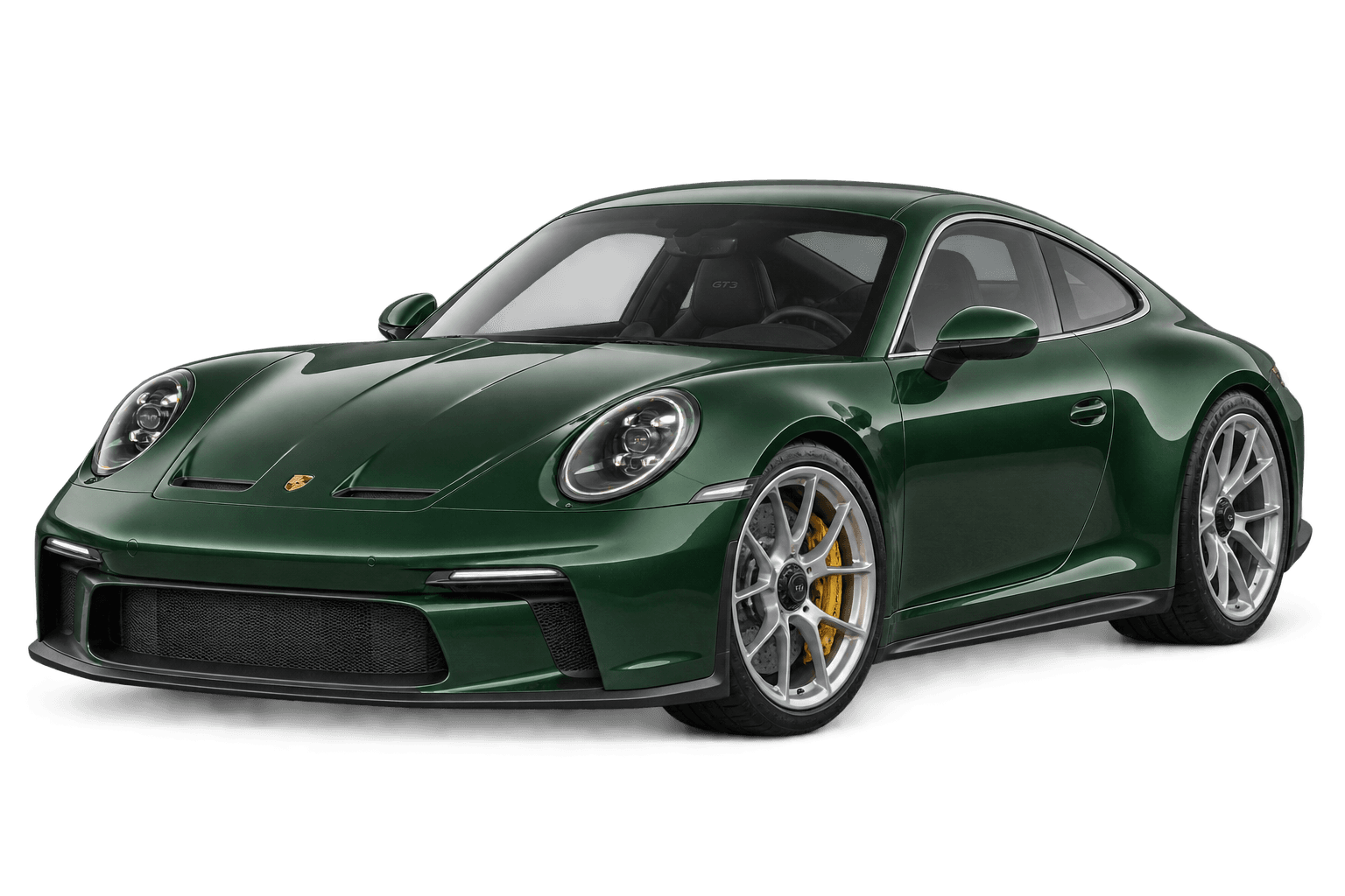 A forest-green Porsche 911 GT3 Touring